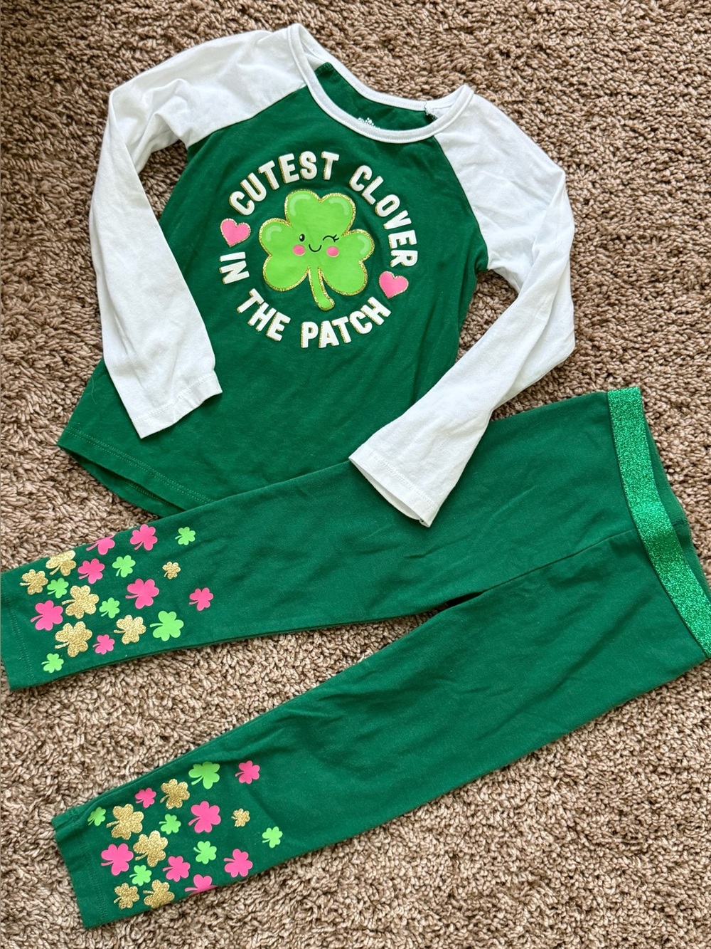Celebrate! Girls St. Patrick’s Day Clover Top & Leggings Set 4T